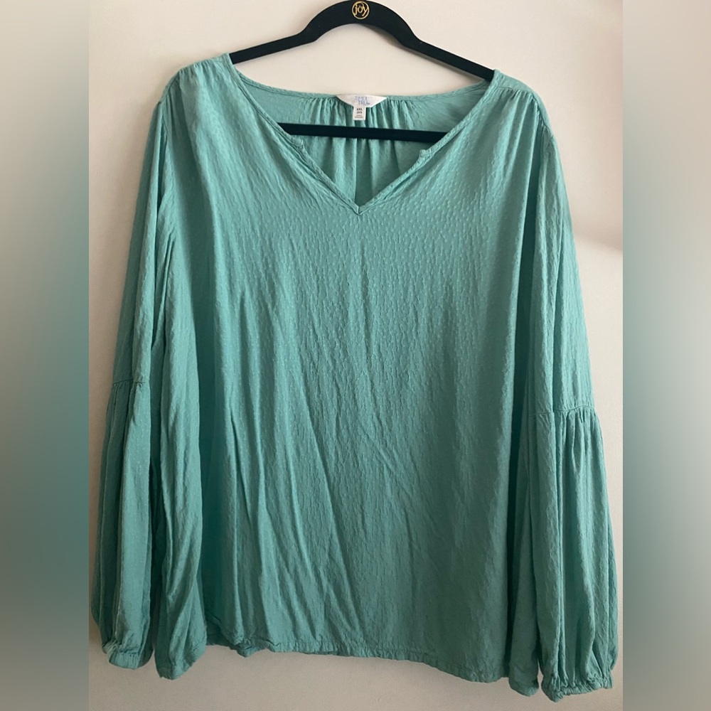 Time and Tru Turquoise Blue/Green Long Sleeve Blouse Tunic